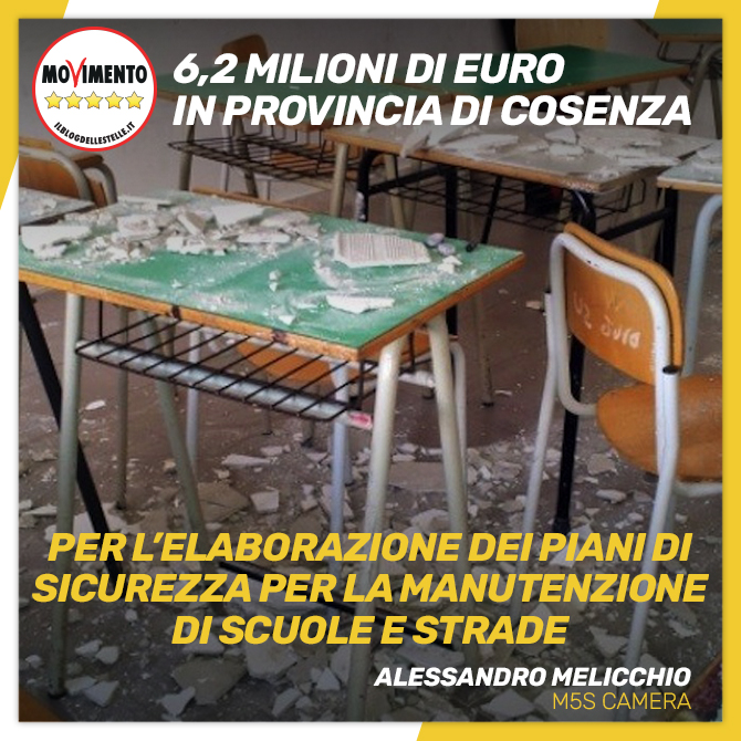 12 milioni di euro alle province calabresi per la sicurezza di scuole e strade