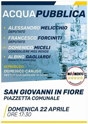 A San Giovanni in Fiore per l'acqua pubblica