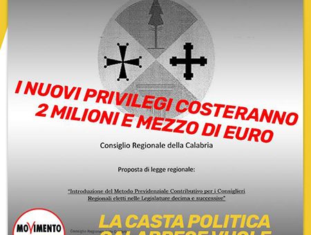 Calabria, in prima Commissione approvano la reintroduzione dei vitalizi