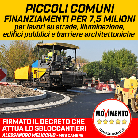 PICCOLI COMUNI, FINANZIAMENTI PER 7,5 MLN