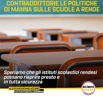 CONTRADDITTORIE LE POLITICHE DI MANNA SULLE SCUOLE A RENDE