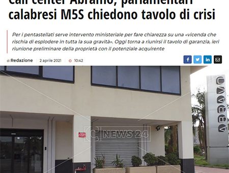 ABRAMO CUSTOMER CARE, I PARLAMENTARI CALABRESI DEL M5S CHIEDONO TAVOLO PERMANENTE AL GOVERNO