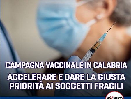 VACCINI: ACCELERARE E DARE LA GIUSTA PRIORITÀ AI SOGGETTI FRAGILI