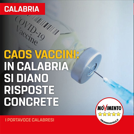 CAOS VACCINI. M5S: IN CALABRIA SI DIANO RISPOSTE CONCRETE