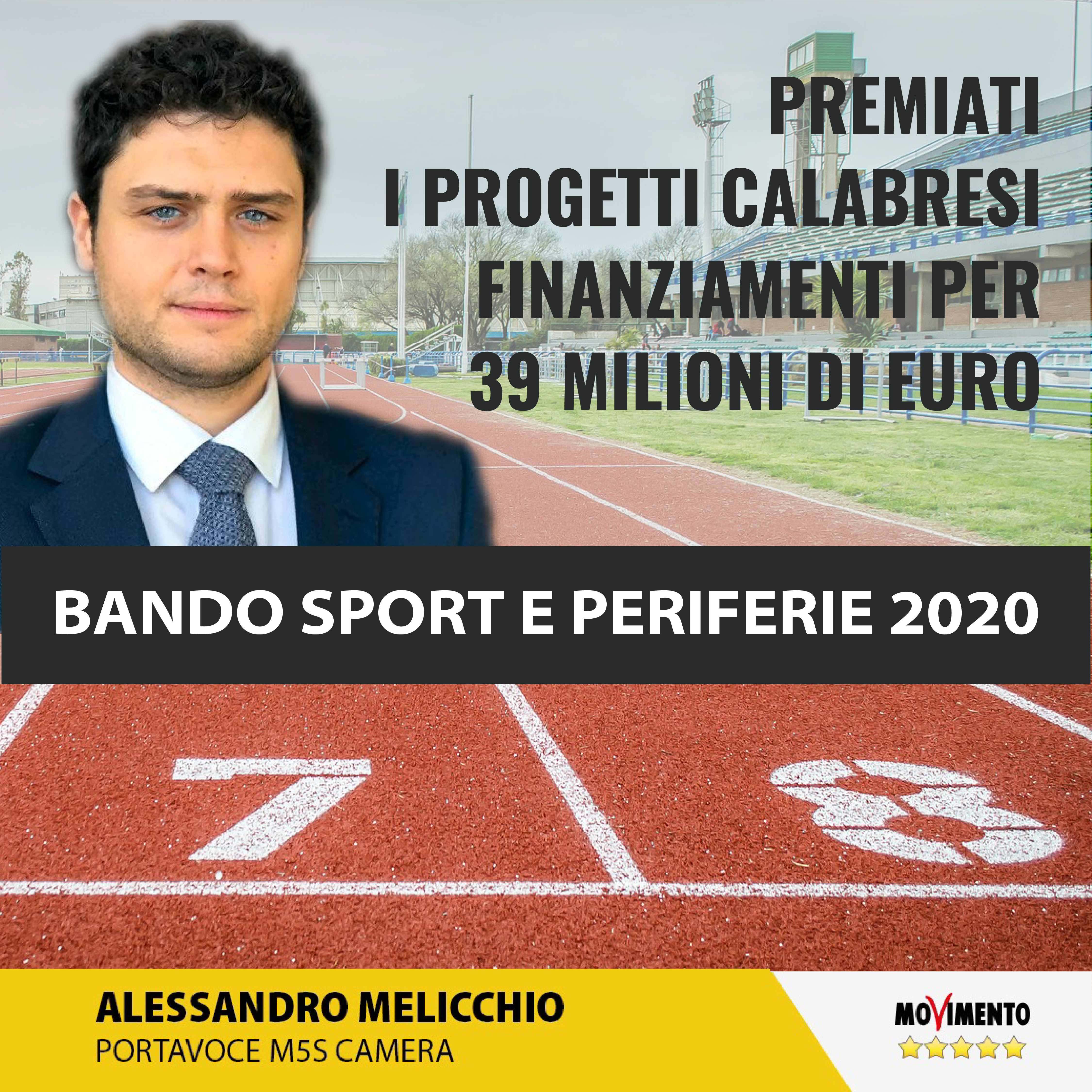 SPORT E PERIFERIE, MELICCHIO (M5S): PREMIATO IL TERRITORIO CALABRESE